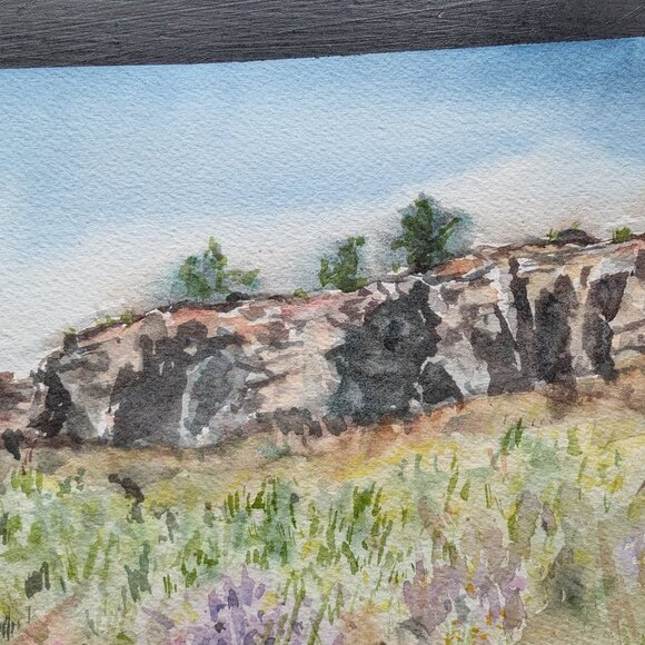 Spring in the Scablands: 9"x12" Original Watercolor Landscape Painting - Picture 4 of 7